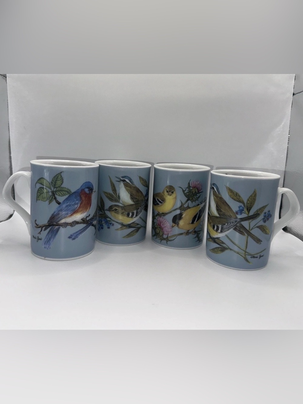 Garden Birds Coffee Mug Set Of 4 Fine Porcelain Art Maria Ryan Grand Millennial